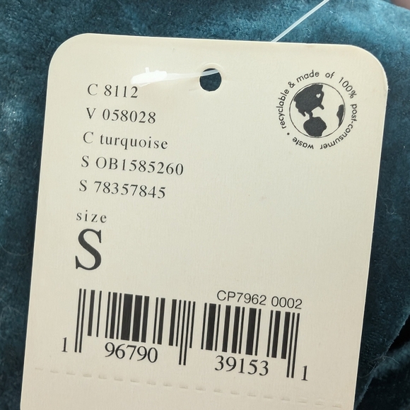 💘 𝅺Free People NWT Terese Velvet Smocked Top Turquoise Size S - Picture 9 of 10